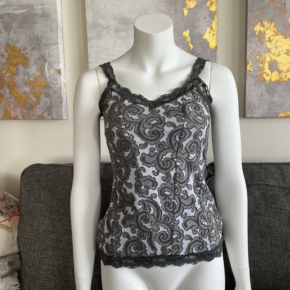 White House Black Market Gray Paisley Camisole